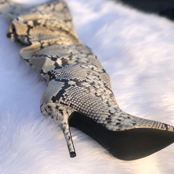 Fashion Nova Shoes Thigh High Snake Skin Boots Poshmark